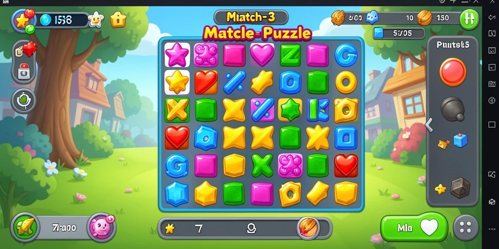Screenshot antarmuka permainan Puzzle Match-3 yang menawan.