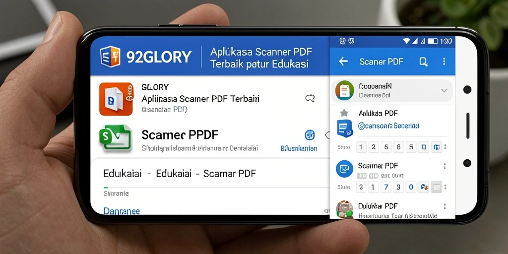 Antarmuka aplikasi 92GLORY yang sederhana dan fungsional untuk Scanner PDF.
