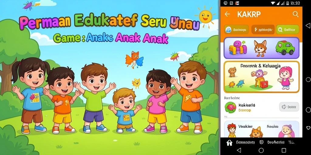 Antarmuka KAKRP yang ramah anak dengan karakter lucu.